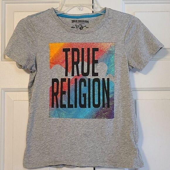 True Religion rainbow glitter shirt - Picture 1 of 3